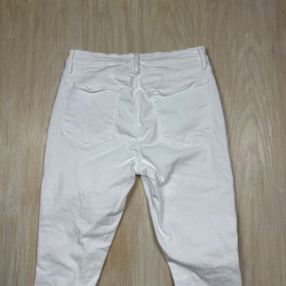 FRAME Le High Skinny Crop Jeans White Distressed Frayed Hem Stretch Denim 30 - Picture 14 of 16